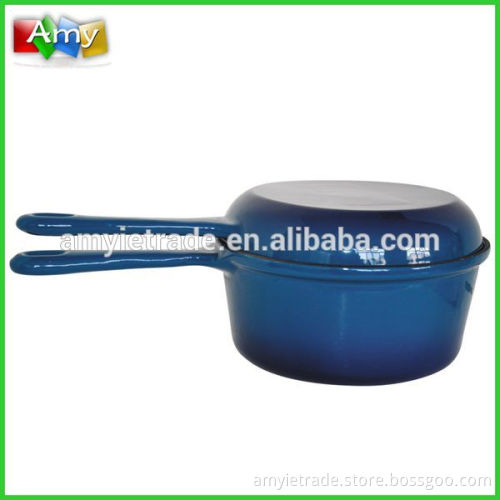 SW-22C Blue Enamel Sauce Pan With Lid and Long Handle,